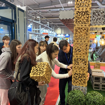 Exhibition booth interior at a trade show