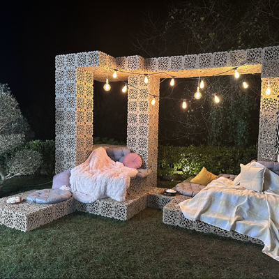 Outdoor gazebo among trees