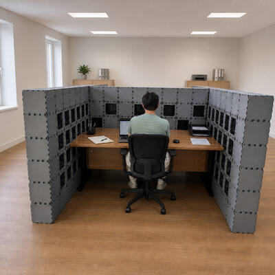 Cubik H-2 1.80 m office booths, angled view