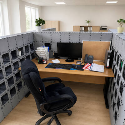 Interior of a Cubik H-2 1.80 m workstation