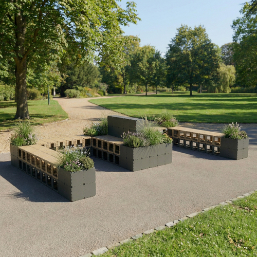 Cubik planter bench system, additional view