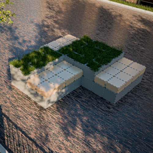 Modular seating with green inserts