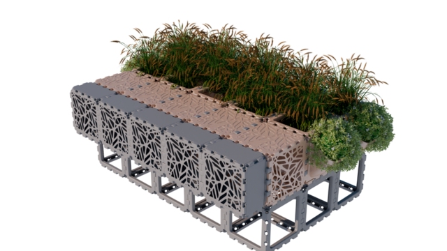 Modular urban bench with planters