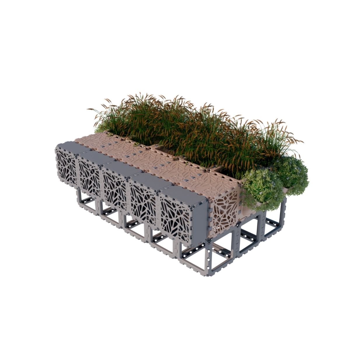 Banco urbano modular com jardineiras