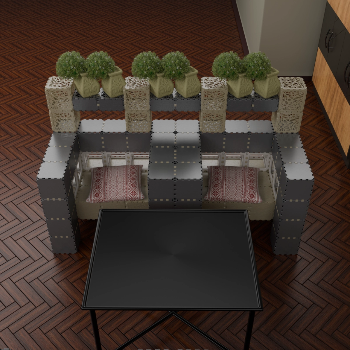 Banco modular de dois assentos