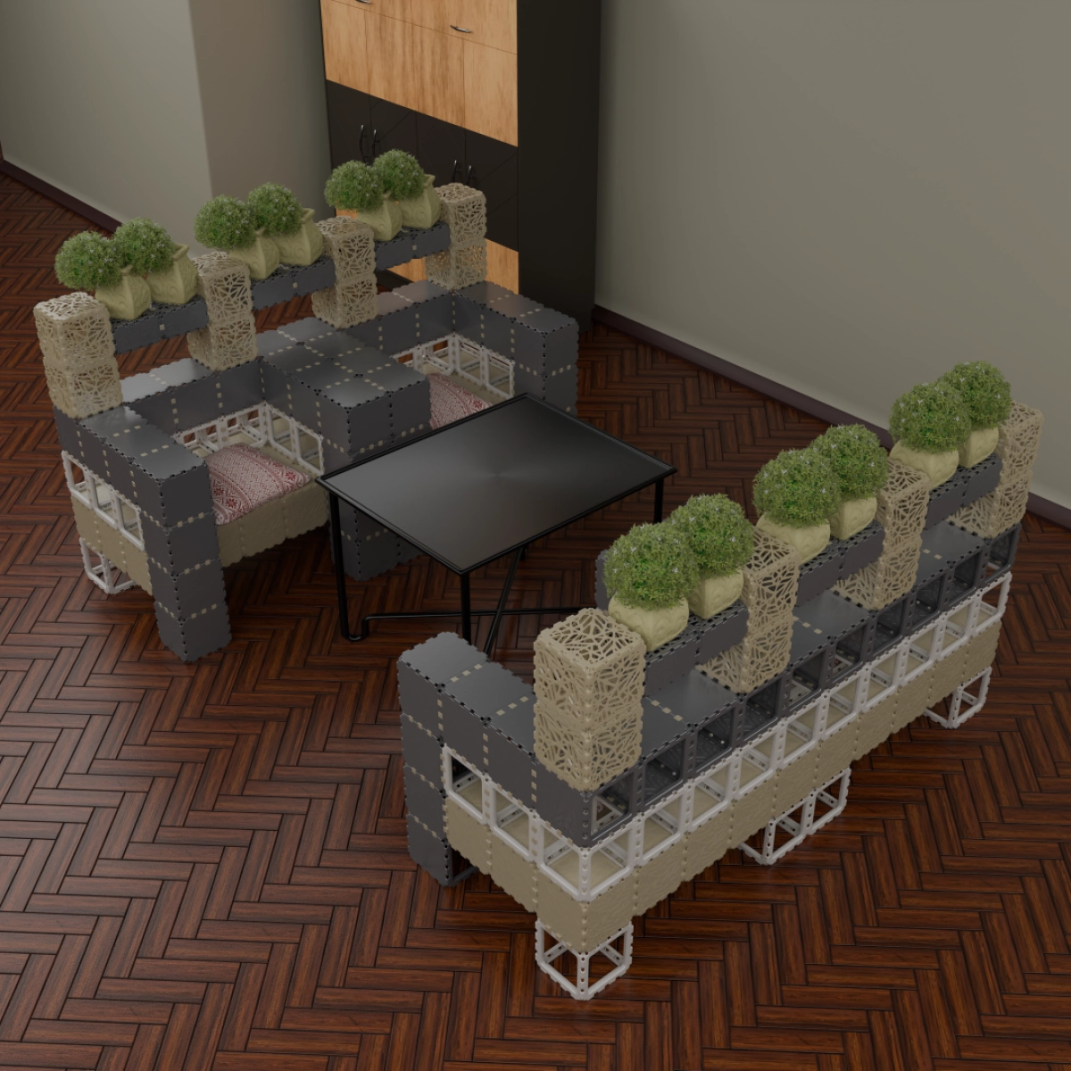 Cubik Modular two-seat bench, additional view