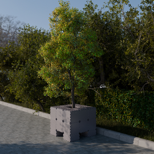 Grey Cubik elevated planter, 180 L