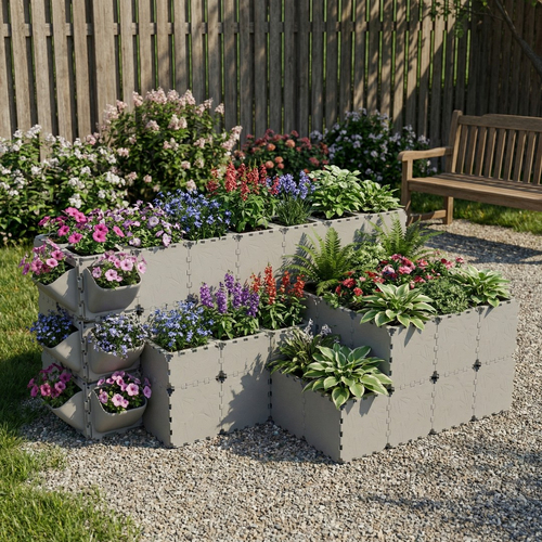 Cubik large planter system with stacked planter cubes