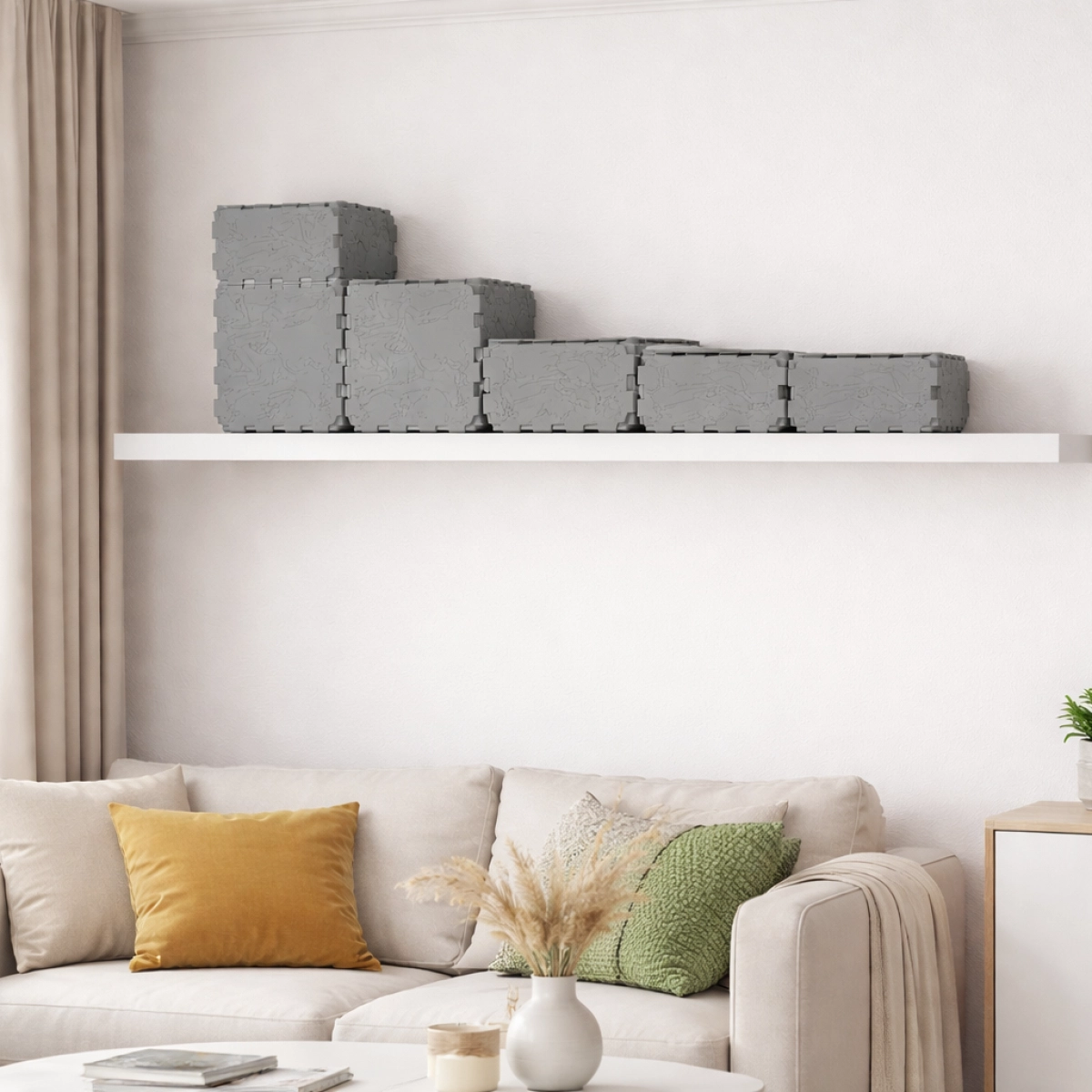 Cubik Modular Wall Planter with plants, additional view
