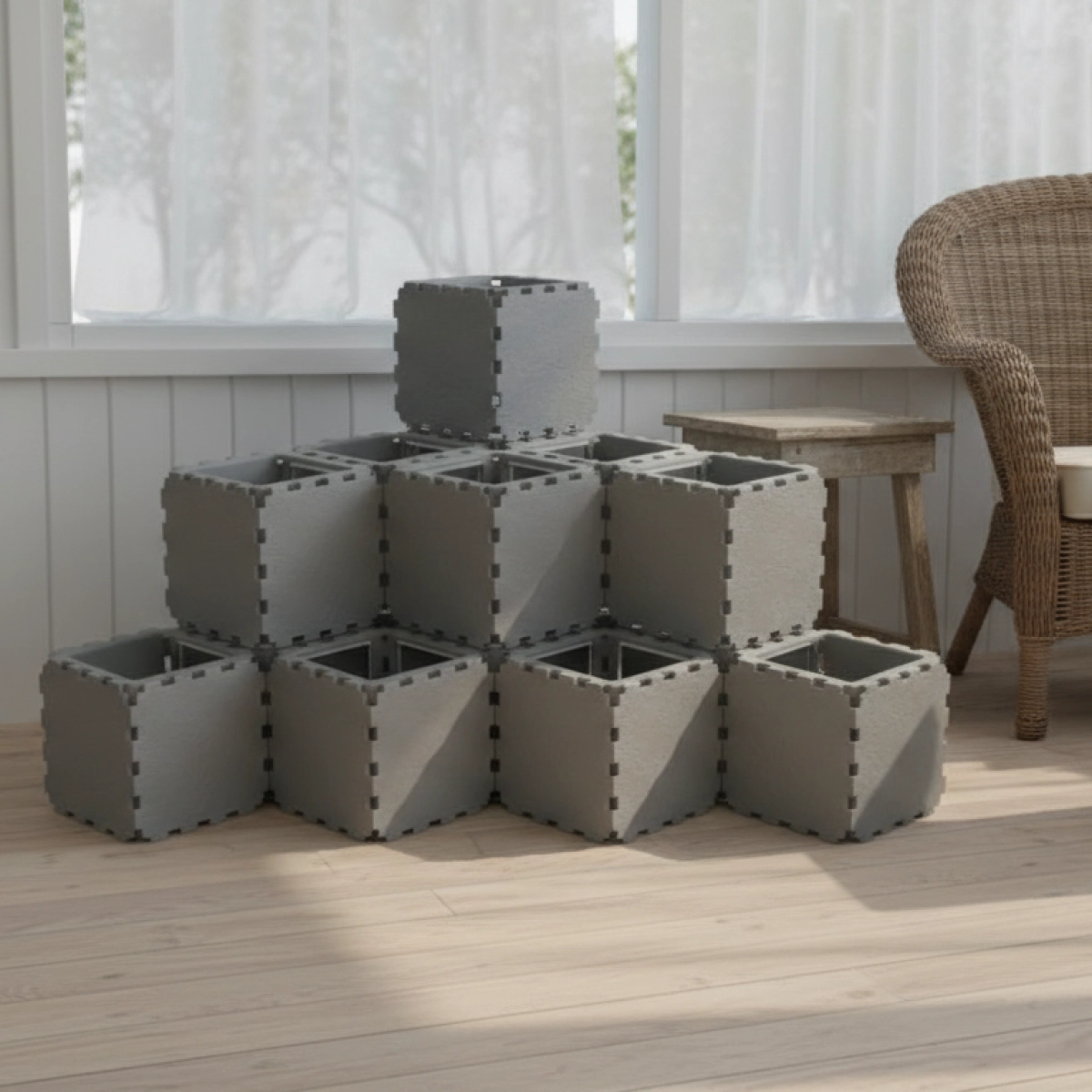 Cubik Corner Modular Planter Stand with plants, additional view