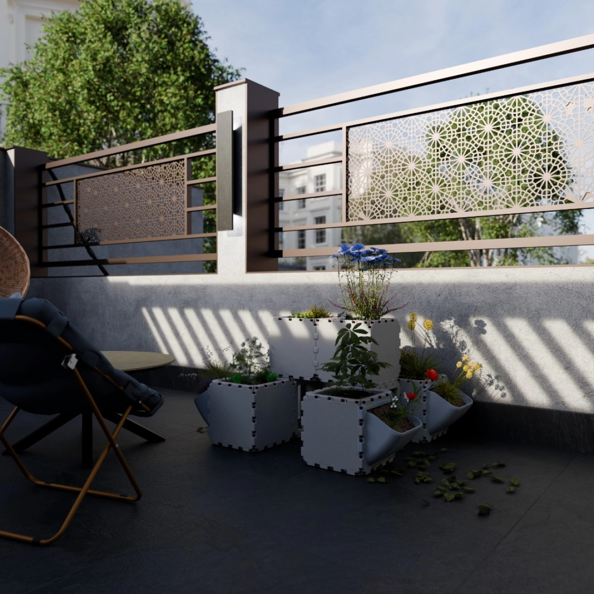 Cubik Balcony garden set #1 with plants, additional view