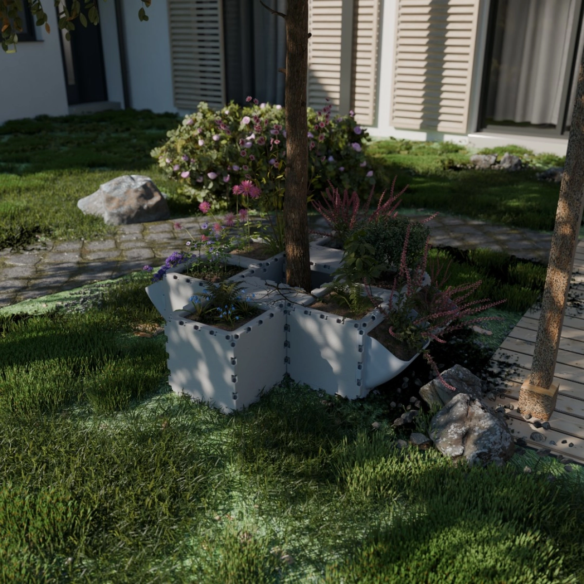 Cubik Balcony garden set #1 with plants, additional view