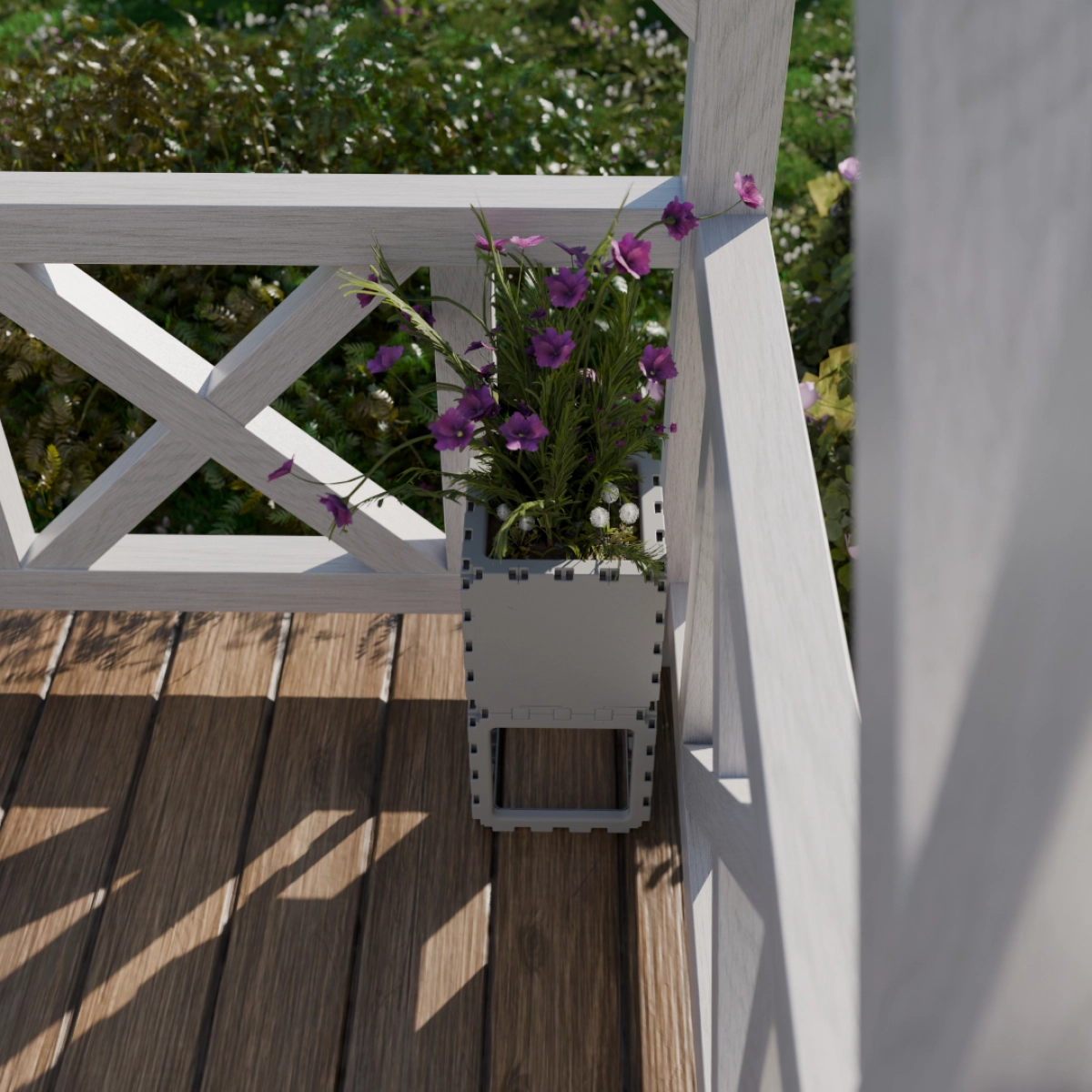 Cubik Solo Planter with plants, additional view
