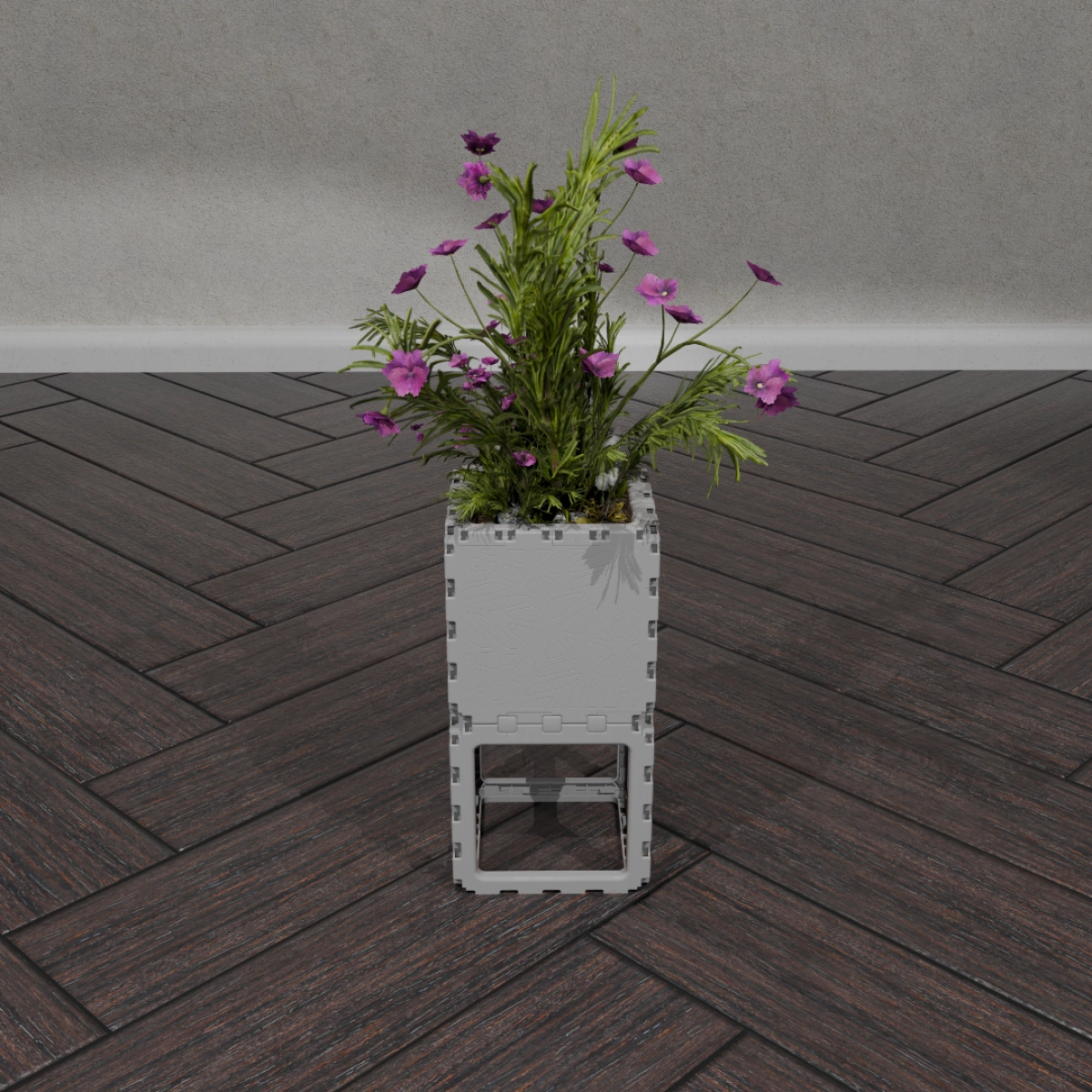 Cubik Solo Planter with plants