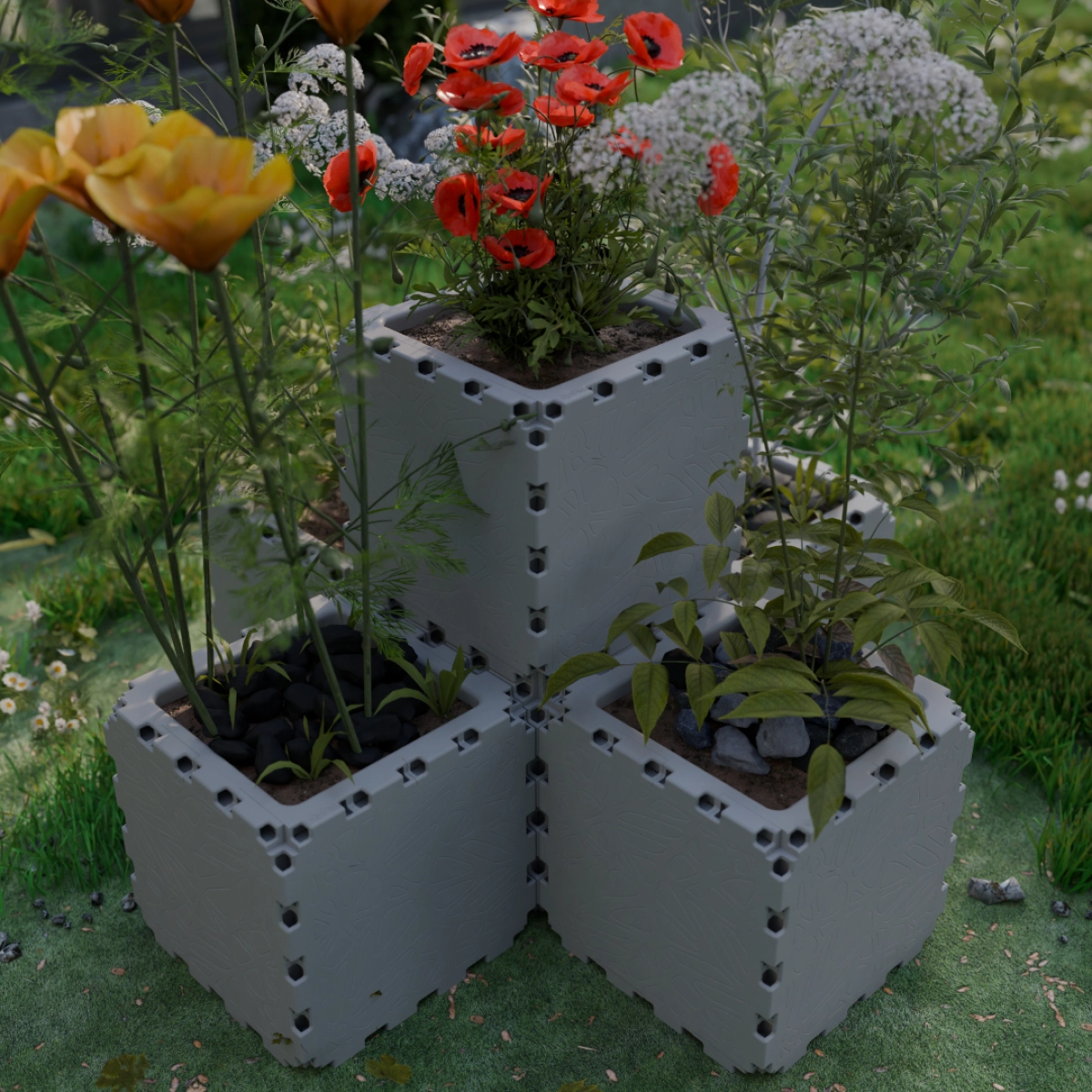 Cubik Cascade Garden with plants, additional view