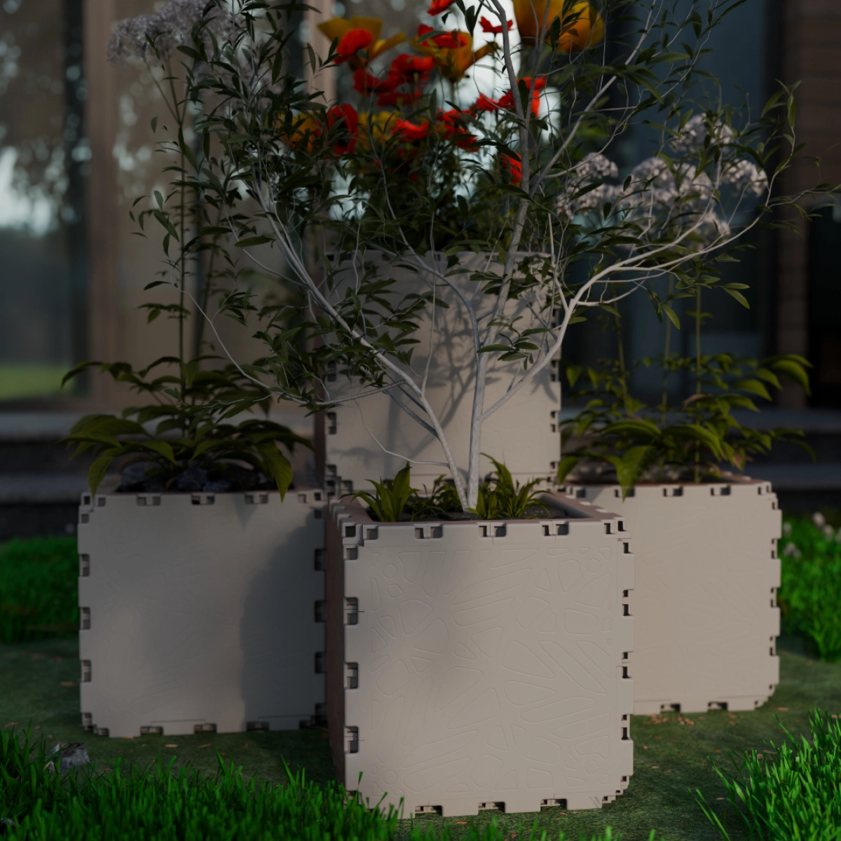 Cubik Cascade Garden with plants, additional view