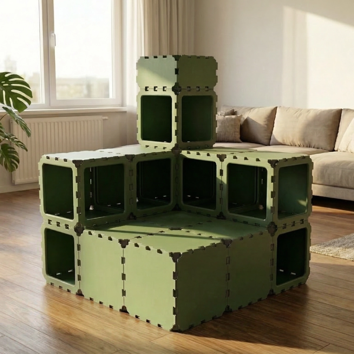 Cubik Modular Cat House with Tower for indoor cats, additional view