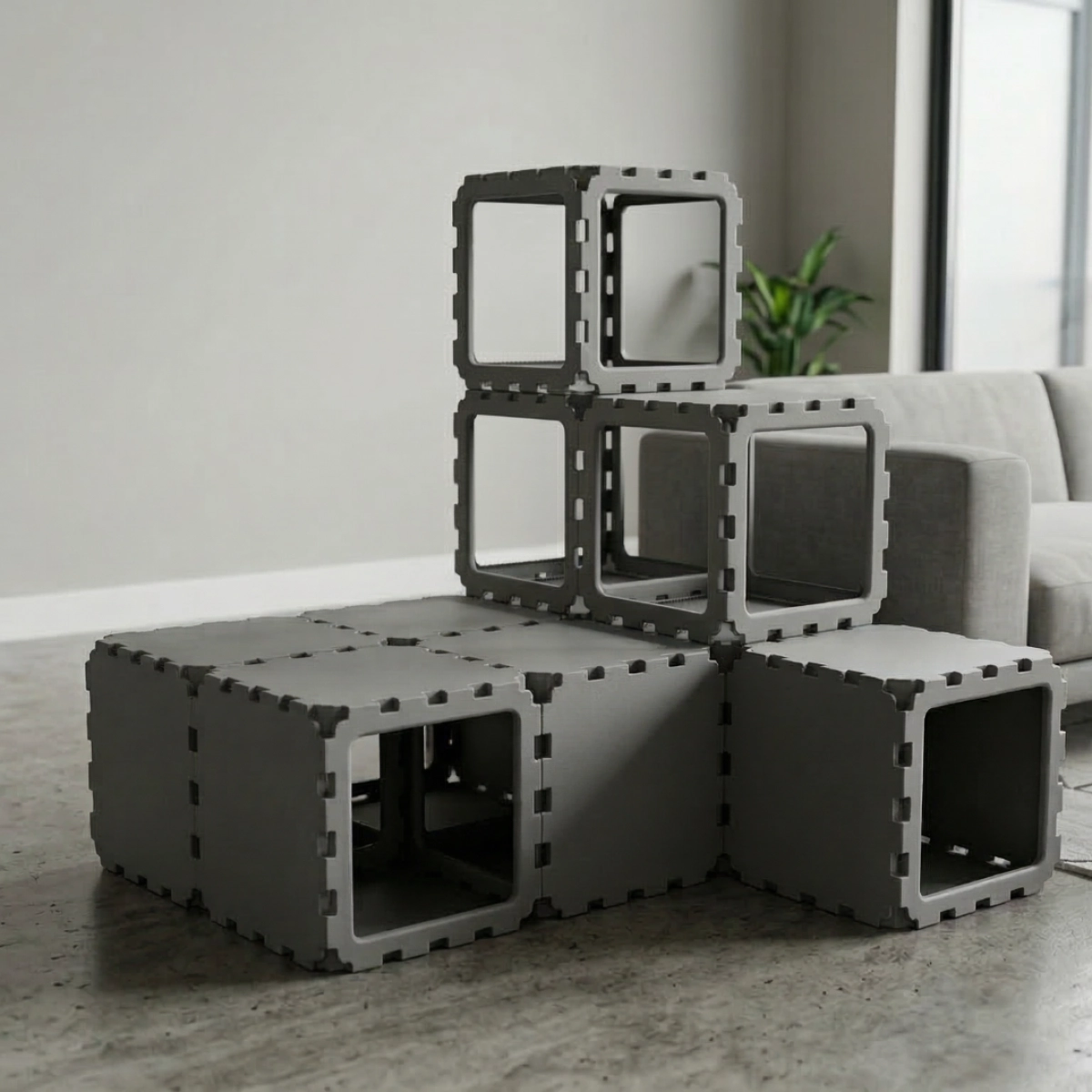 Cubik Modular Cat House with Climbing Steps V2 for indoor cats, additional view
