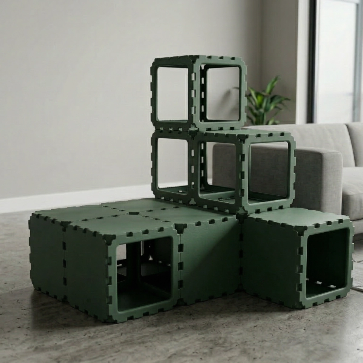 Cubik Modular Cat House with Climbing Steps V2 for indoor cats, additional view