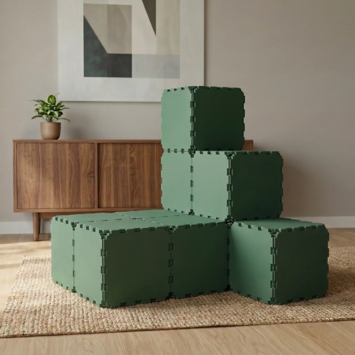 Cubik Minimalist Cat House with ZEN Panels, smooth faces for indoor cats, additional view