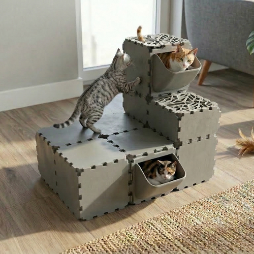 Modular Cat Play House with FLORA Entry
