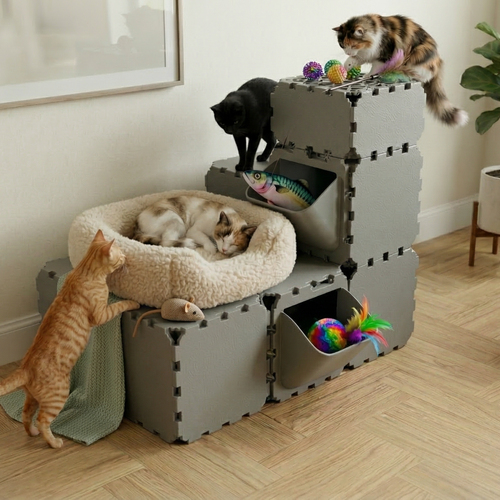 Modular Cat Play House with FLORA Entry V3