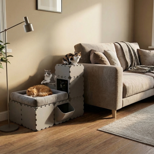 Modular Cat Play House with FLORA Entry V4