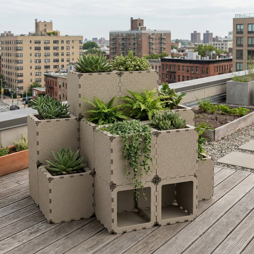 Cubik modular tiered planter, 20 cubiks