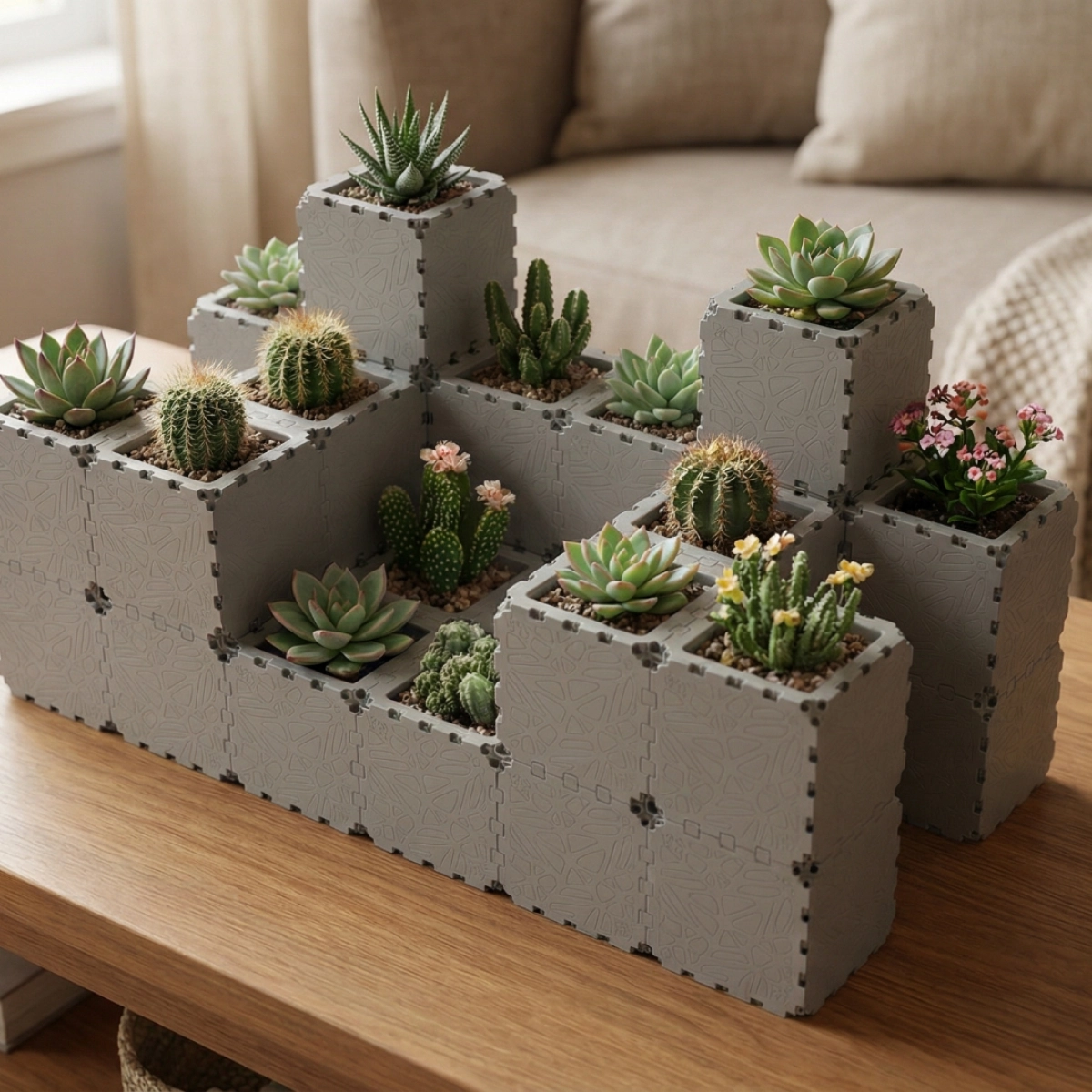 Grey Cubik table garden set 3, additional view