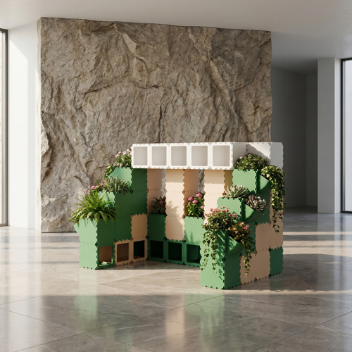Cubik modular reception green wall