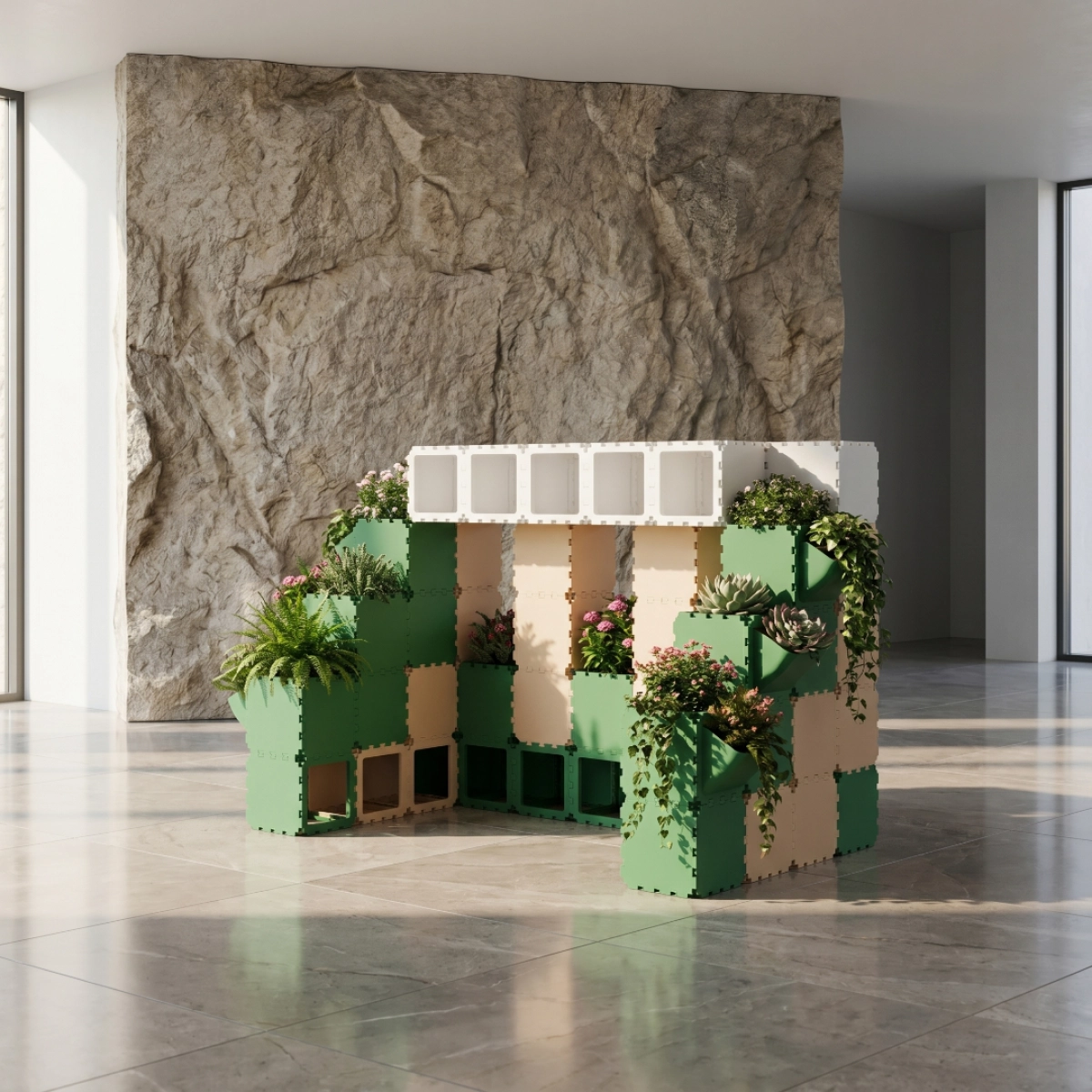 Cubik modular reception green wall
