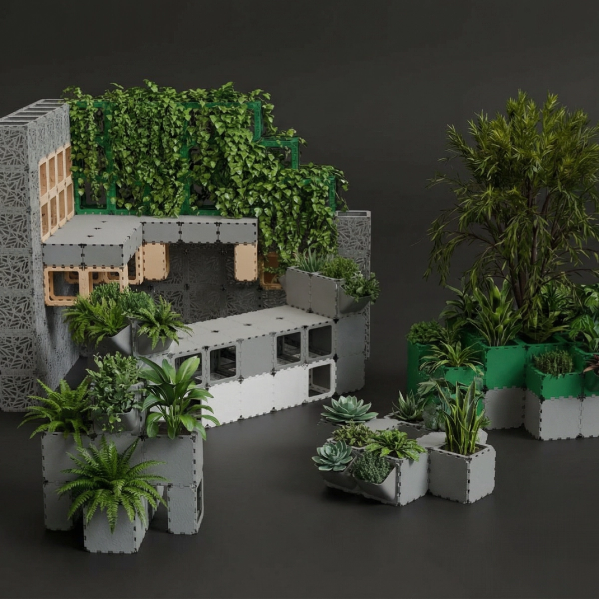Cubik Helsinki exhibition pavilion, angled studio view