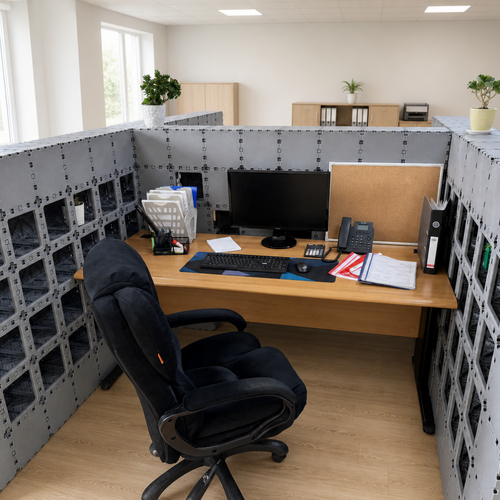 Interior of a Cubik H-2 1.80 m workstation