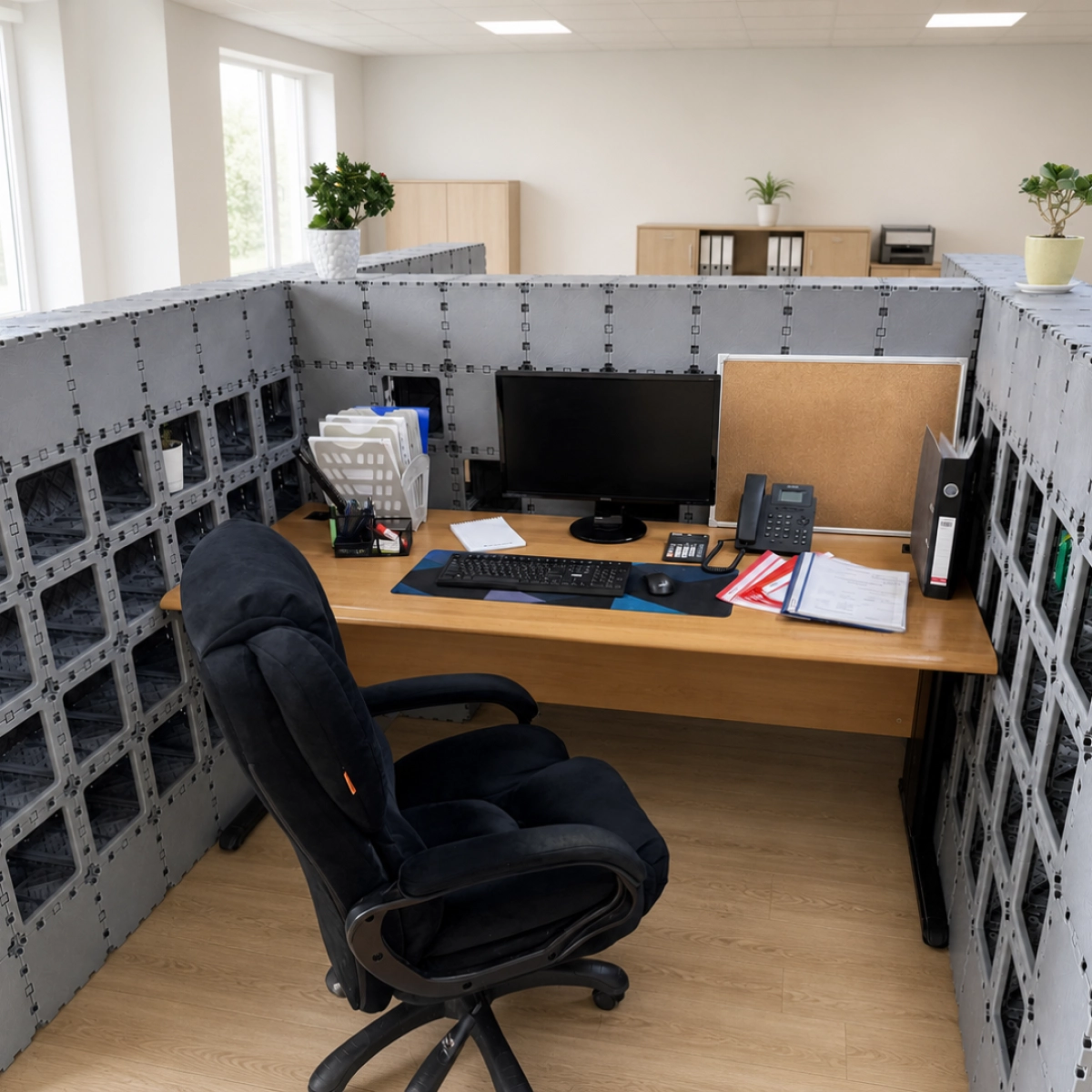 Interior of a Cubik H-2 1.80 m workstation