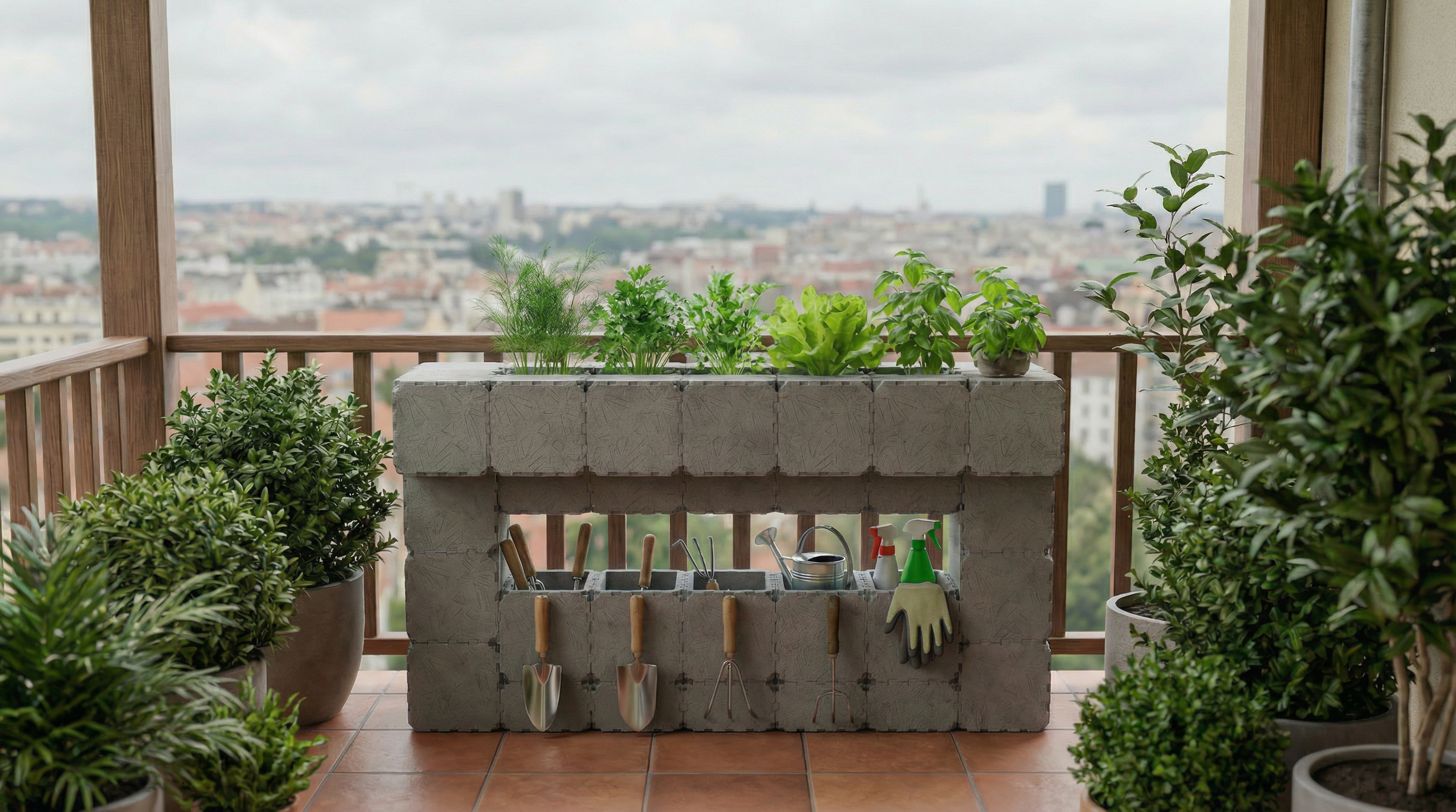 Jardineras modulares para balcones y sistemas de jardinería vertical DIY